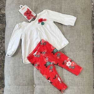 Gymboree White and Red Floral Costume Set